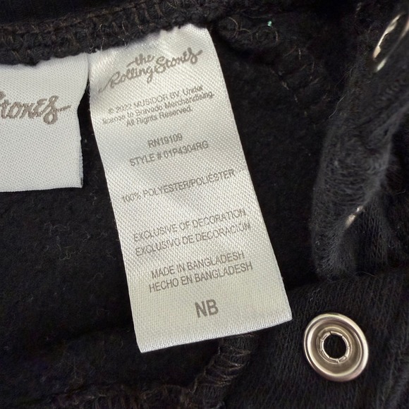 The Rolling Stones Newborn US Tour 78 Graphic Sweatshirt Black NB Pullover - Picture 4 of 4